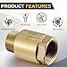 Zonon 2 Pcs 3/4 Inch Check Valve One Way Brass Non Return in Line Check Valve with Backflow Prevention NPT Male in FNPT out for Garden Hose Well Pumps Irrigation Systems Chemical Industry
