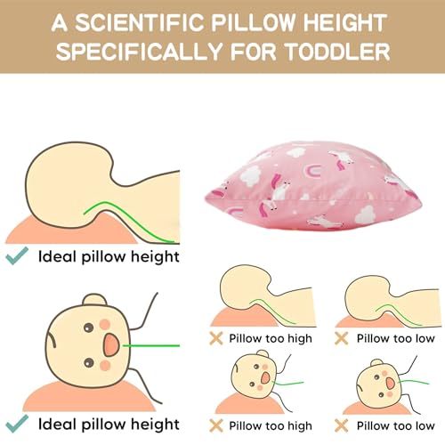 Image of Bunnikins & Clover Toddler Pillows with Pillowcase, 13 inchx18 inch Soft Cotton Kid Pillows for Sleeping, Bedding Small Pillow for Boys and Girls Aged 2-5 Years