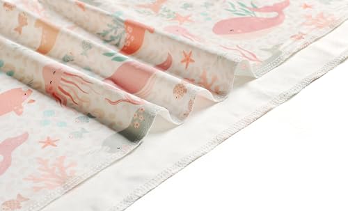 Image of Newborn Swaddle Sets with Headband Beanie and a Name Card Baby Snug Wrap Receiving Blanket for Baby Boys Girls (Pink Ocean Fish)