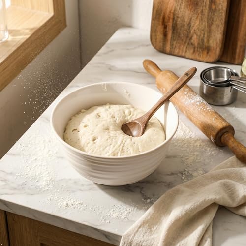 JINGUS Serving Bowls Set of 2, 60 Ounce Ceramic Large Bowls, Deep Kitchen Bowls for Salad Soup Ramen Pasta Cereal Fruit, Microwave Oven Dishwasher Safe, Ideal for Home Dining & Gifting, Creamy White by JINGUS - Used condition - Image 4