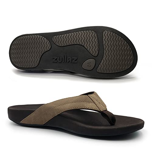 Snapper Orthotic Flip Flops for Men, Stylish & Comfortable Orthopedic Sandals with Biomechanical Arch Support Durable Canvas Khaki Colored Strap4