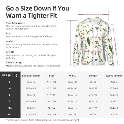 Floral Watercolor Drawing Sun Protection Hoodie Zip Rash Guard Long Sleeve Shirt for Fishing Hiking for Mens Womens2