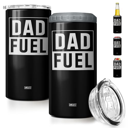Image of SANDJEST 4-in-1 Tumbler Gifts for Dad from Daughter Son - 12oz Dad Fuel Can Cooler Tumblers Travel Mug Cup - Stainless Steel Insulated Cans Coozie Christmas, Birthday, Father's Day Gift for Daddy