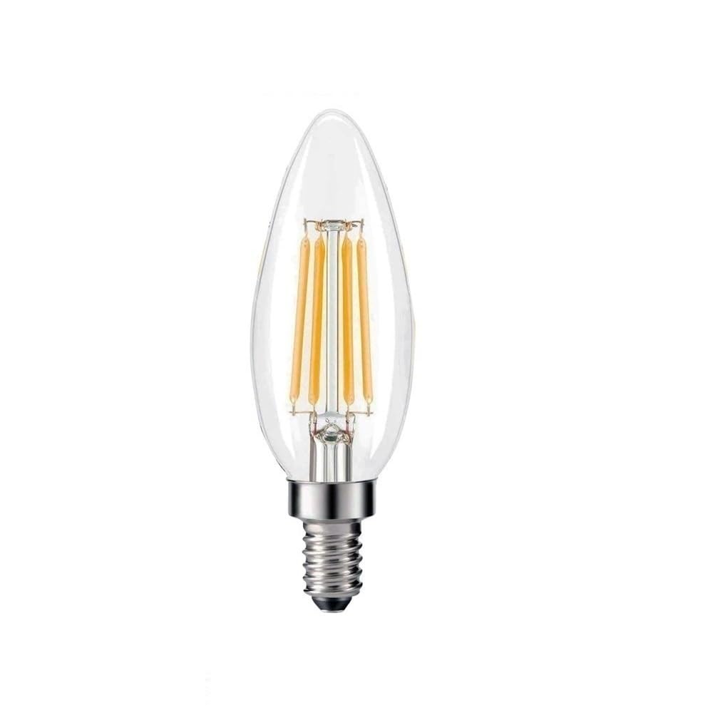 1fortunate Paquete de 20, bombilla de filamento LED AC220V 2W/4W E12/E14 lámpara de luz de vela LED iluminación interior de 360 ​​grados(Cold White 6000k,E14 4W)