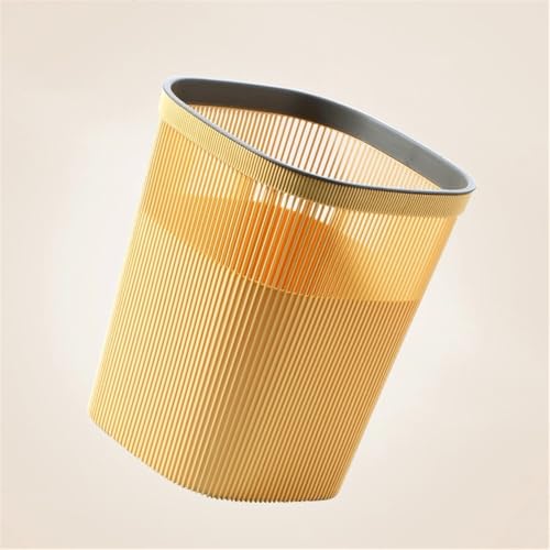 Botes de basura interiores amarillos de plástico redondos para cocina casera 7