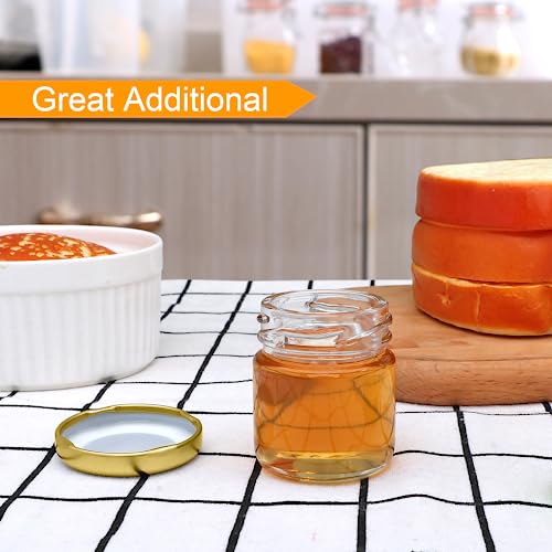 Encheng 1.5Oz Mini Glass Jars Bulk Set Of 70,Round Small 45Ml Honey Jars With Golden Lids,Clear Mini Storage Canning Jar For Candle Making,Spice,Jelly,Jam,Wedding,Party Favor #TOP3