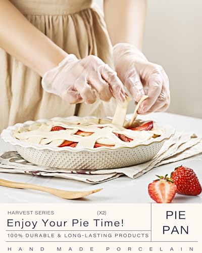 image for getstar Ceramic Pie Pan Set of 2, 9 inch Pie Dish for Baking, Non-Stic