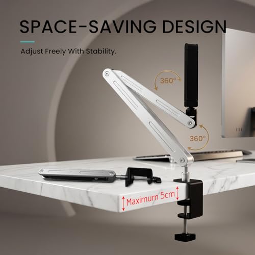 Image of Overhead Video Mobile Stand, New Extra Long Arm, 1 /4 inch Head 2 Way Base clamp, and Bracket for Mobile Phone, for, Overhead Video, Desktop,Bedroom, Office, Black (Premium Overhead Stand)