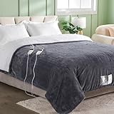 BOMOVA King Electric Heated Blanket, 90'x108', 10 Heat Levels, 8hr Auto-Off, Dual Controls, Sherpa, Fast Heating