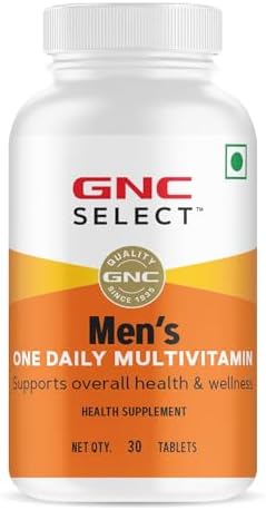 GNC Men's One Daily Veg Multivitamin |30 Tablets| Improves Muscle Performance | Enhances Immunity | With Vitamin A, C, E, and D3| Imported| Formulated In USA