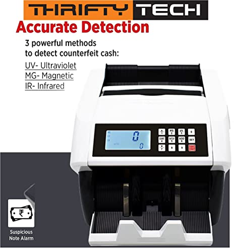 Image of Updated Super Heavy Duty Note-Currency-Cash-Money-Counting Machine with Fake Note Detection for All Old /New Notes.! 1 Year Warranty (INX 2080)