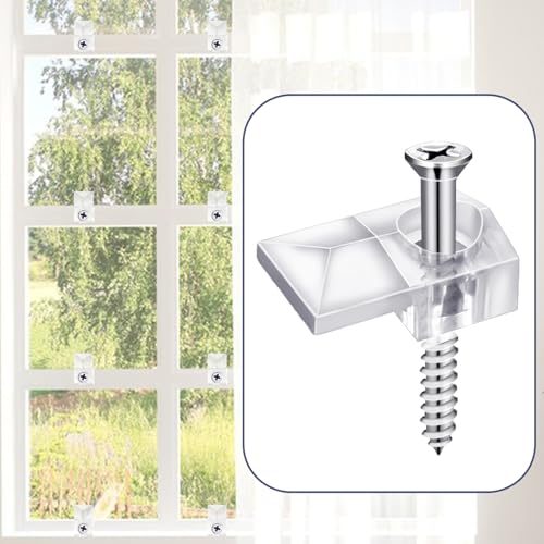 Image of 32Pack Mirror Holder Clips,Clear Plastic Mirror Clips,Frameless Mirror Mounting Hardware,Mirror Holders for Wall Mounting,Mirror Mounting Hardware with Screw,for Cabinet,Glass,Wall,Door,Picture Frames