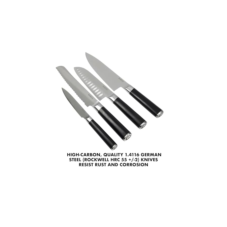 Babish 5 Piece 1.4116 German Steel Magnetic Forged Kitchen Knife Block Set