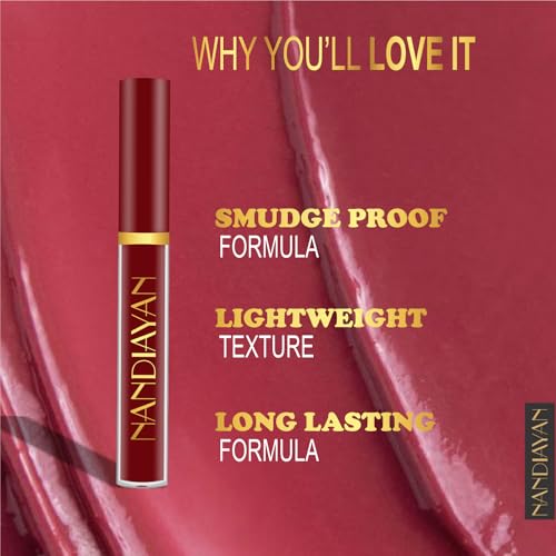 Image of Nandiayan Matte Liquid Lipstick Set of 6 (21 ml)| Wine & Brown lipstick Shades | Waterproof Long-Lasting Smudge-Proof Lipsticks | Highly Pigmented & Perfect Liquid Lipstick gift set for women (Set D)