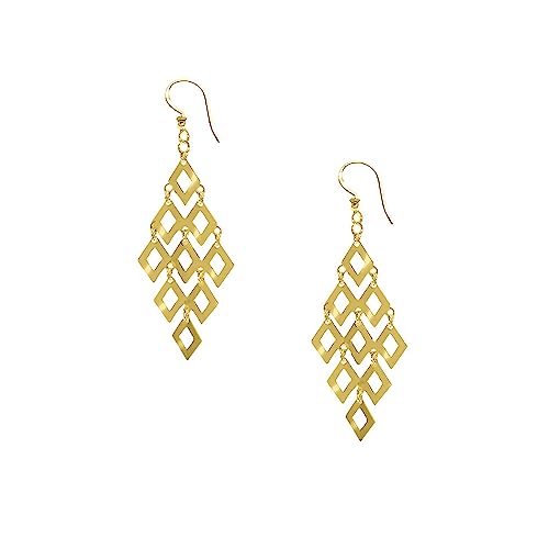 Savlano 925 Sterling Silver Diamond-Shape Chandelier Drop Earrings-18K Gold Plated Geometric Dangle Earrings for Women Comes with Gift Box- Made in Italy2