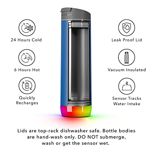 Hidratespark Pro Smart Water Bottle – Insulated Stainless Steel For Hot And Cold Drinks – Tracks Water Intake With Bluetooth, Led Glow Reminder When You Need To Drink – Flip Lid, 21Oz, Deep Blue #TOP5