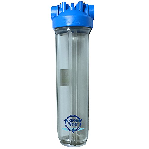 Kleenwater Premier 4520 Water Filter System - Transparent (Clear) Housing - 1.5 Inch Inlet/Outlet - 40 Gpm With Bracket, Wrench And Three Kw4520G Meltblown 5 Micron Sediment Cartridges #TOP1