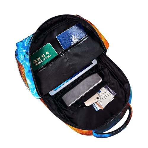 Red And Blue Fire Flames 15 Inch Backpack for Men Women Adjustable Laptop Backpacks Shoulder Bag for Travel Hiking Outdoor 5
