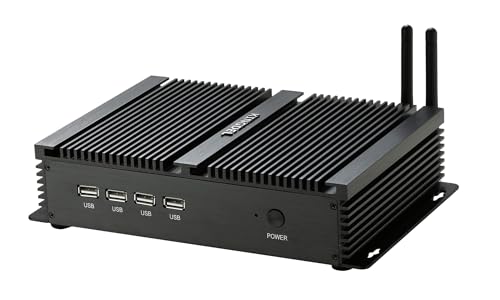 Image of KINGDEL Powerful Mini Desktop Computer, Fanless Industrial PC, i5 Dual Core CPU, 8GB RAM 128GB SSD, 2xNICs, 4xUSB 3.0, 4xCOM RS232, HD Port, Metal Case, WF, Silent Working