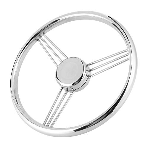 13.5 inches, 9 Spokes, Marine Boat Steering Wheel, Stainless Steel, 15 Degree, Yacht Polished Accessory for Boat Marine