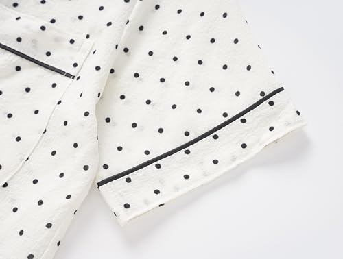 Image of Hupohoi Big Girls Button Down Pajama Set 3pcs Short Sleeve Long Pants with Shorts Crepe Wrinkled Fabric Sleepwear Nighty