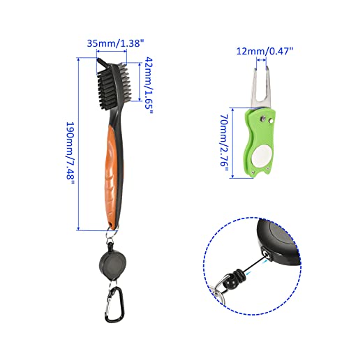 M METERXITY Golf Club Brush Kit- Golf Club Groove Cleaner Zip-line Dual Sided Bristle Cleaning Tools with Clip Divot Fork - Image 4