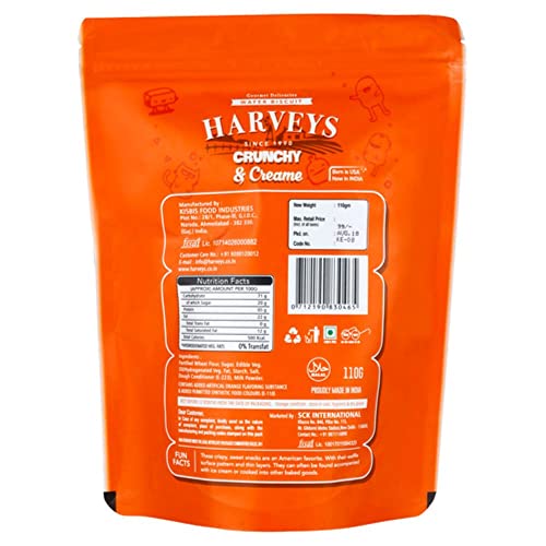 Image of Harveys Crunchy & Creame Premium Wafer Pouch | Chocolate, Vanilla, Strawberry & Orange Flavours | Pack of 4 | 120 gm x 4