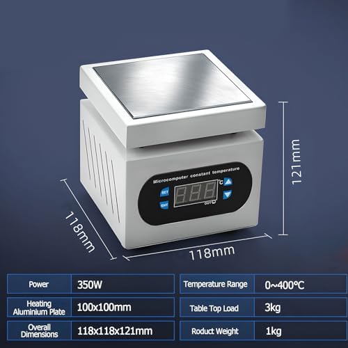 High-Temperature Electric Heating Plate Preheating Station with LED Display, 0-400°C Hot Plate for Phone Screen Repair & Component Rework Heater