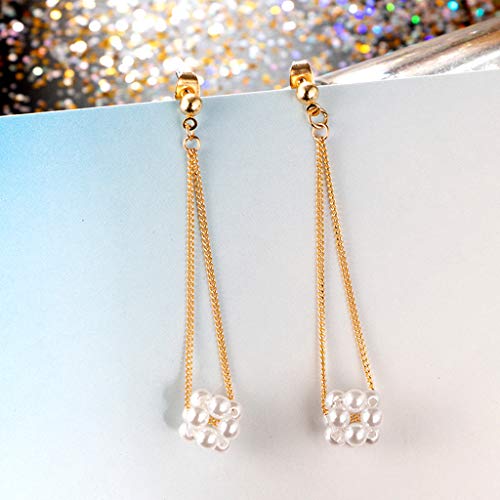 ☀ Dergo ☀ Women Small Fresh Bead Chain Flower Pearl Alloy Earrings Jewelry