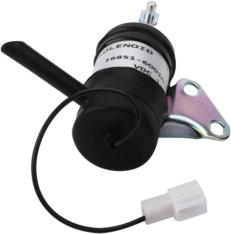 16851-60014 Fuel Stop Solenoid for Kubota Mower Tractor Excavator RTV RTV900 - (Color: Black)