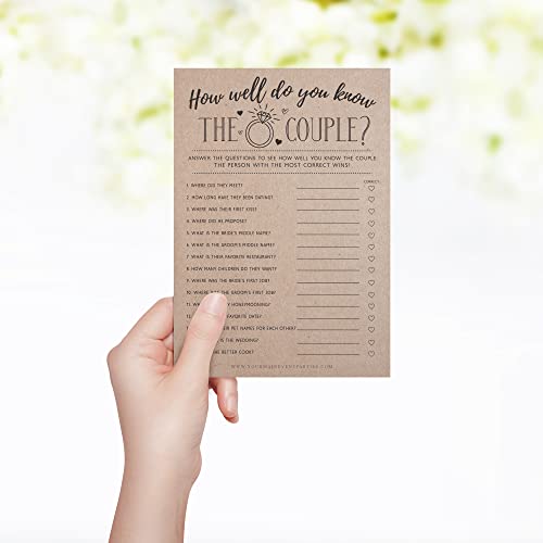 Your Main Event Prints Bridal Shower Games, Fun Activities, Kraft Minimalist Style (How Well Do You Know The Couple) - 50 Cards per Pack - Thumbnail 2