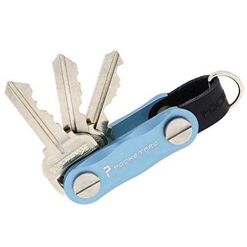 PocketPro Singularity - Compact Key Holder - Smart Key Organizer - Up To 8 Keys - Aluminum - Made In America (Sky Blue)