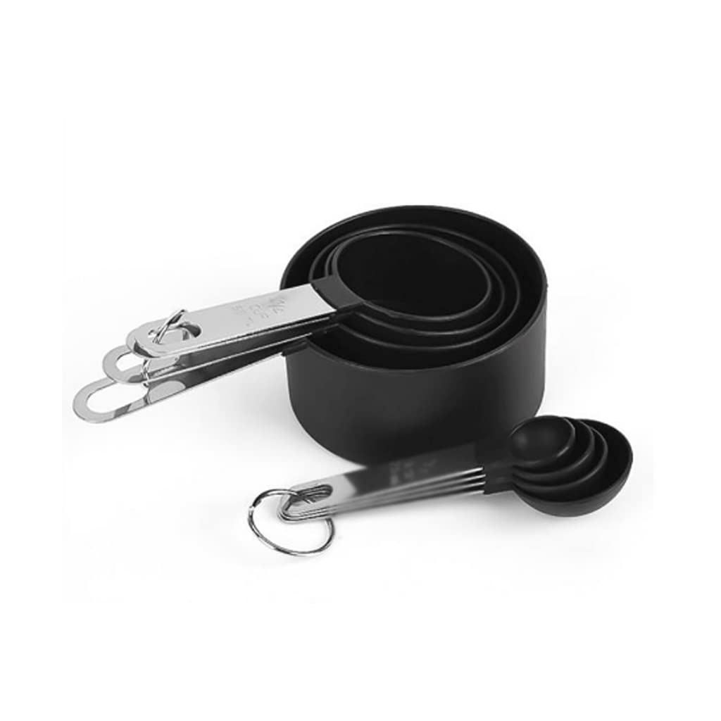 BAtlam 8 unids/Set de Cuchara medidora de Acero Inoxidable, Taza medidora con Mango de Silicona, Juego de Cuchara medidora, Herramienta para Hornear Cuchara