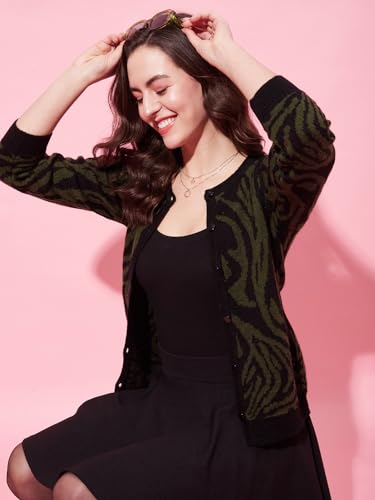 Image of Modeve Animal Print Round Neck Casual Women Sweater
