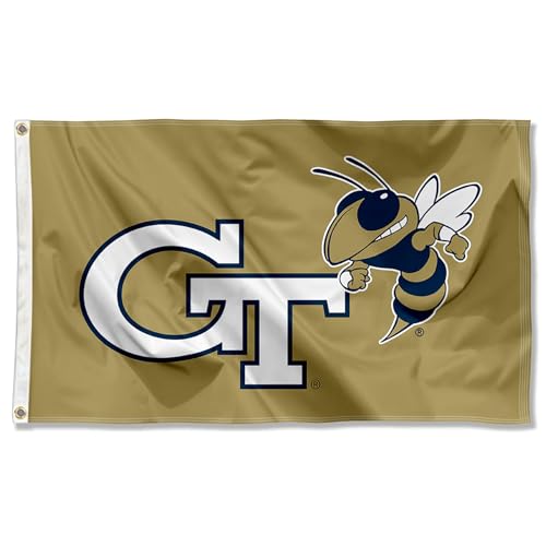 College Flags & Banners Co. Georgia Tech Yellow Jackets Gold Logo Large Grommet Banner Flag