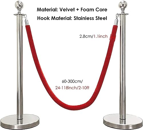 Barrière de contrôle des foules avec corde de guidage en velours épais - 3