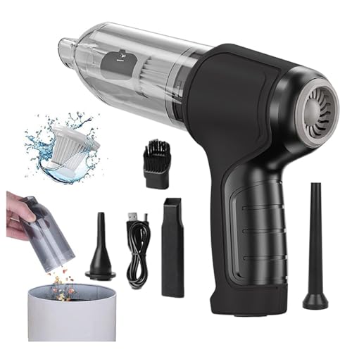 Wizvox Mini Aspiradora para Coche, Dispositivos InaláMbricos Aspirdor Fuerte Poder De Limpieza Aspiradora Manual, para Inflar Y Aspirar Bolsas,Black