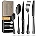 Produktbild Loftetage® Besteck Set 12 Personen | 60-teilig | Zusätzliche Steak-Messer | Besteckset Spülmaschinenfest | Schwarz | Edelstahl