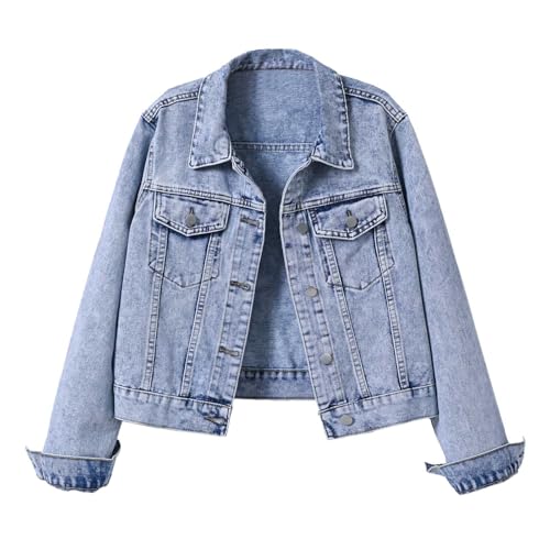 Veste en jean délavé avec boutonnière coupe cintrée manches longues femme