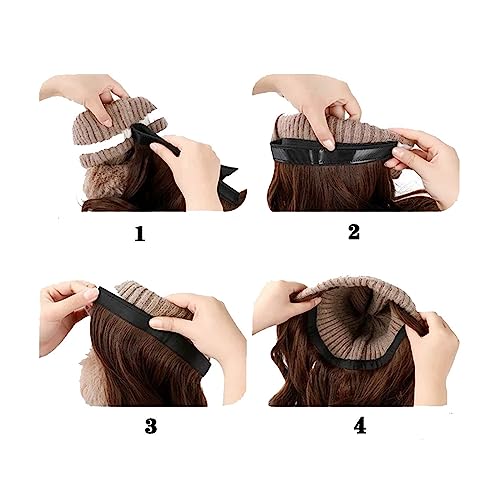 Chapeau bonnet avec cheveux bouclés amovibles pour masquer la perte de volume