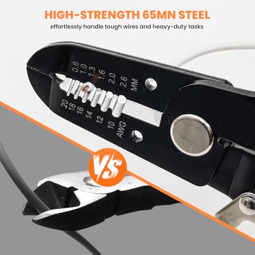 Image of Wire Stripper, HARDELL+ 5 in 1 Multifunction 7.5 inch Wire Stripper Tool with Hidden Spring for 10-20 AWG, Professional Wire Strippers Electrical for Stripping, Cutting, Crimping, Clamping, Looping