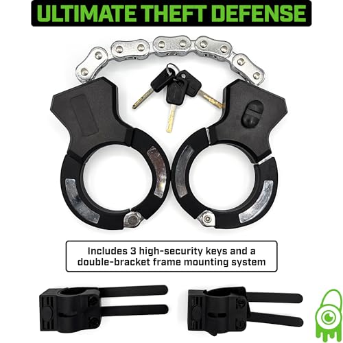 Monster Lock ML801 Heavy-Duty Chain Lock with Dual 3\" Cuffs, 21\" Long – Cut & Pry Resistant Security Chain for E-Scooters, Bicycles & Motorcycles – Unbeatable Anti-Theft Protection