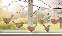 6er Set Anhänger Vögel mit Feder Deko Holz Vogel Holzanhänger Dekoanhänger Dekovögel (Vögel 6er Set)