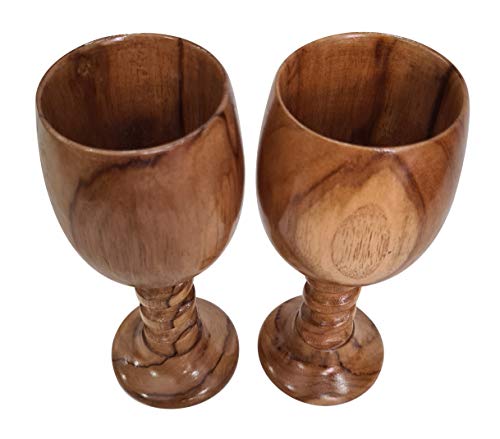 Collectiblesbuy Natural Wooden Wine Chalice Rustic Drinkware Goblet Cup Handmade Eco-Friendly Wine Glass Set Of 2 #TOP3