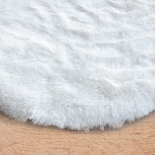 Orinova White Faux Fur Round Rug 4Ft Fluffy Rabbit Fur Rug Machine Washable Circle Area Rugs For Living Room Bedroom Home Teen Room Nursery Décor #TOP6