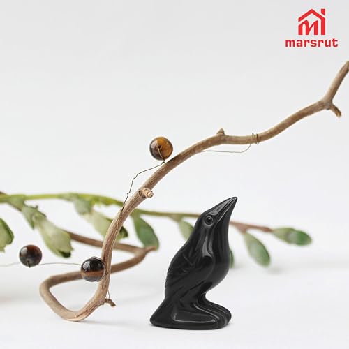 Estatua de cuervo en piedra natural 2 pulg miniatura 6