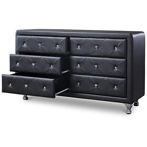 Baxton Studio Luminescence Wood Contemporary Upholstered Dresser, Black by Baxton Studio - Image 6