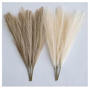 ChagoArt-Pampas Grass Decor Tall-Faux Pampas Grass Small 17″-6 Stems-Beige and Taupe-Brown-Pompas Floral-Fake Pampas Grass-Artificial Pampas Grass Vase-Dried Pampas Grass-Pompous Grass Branches Large