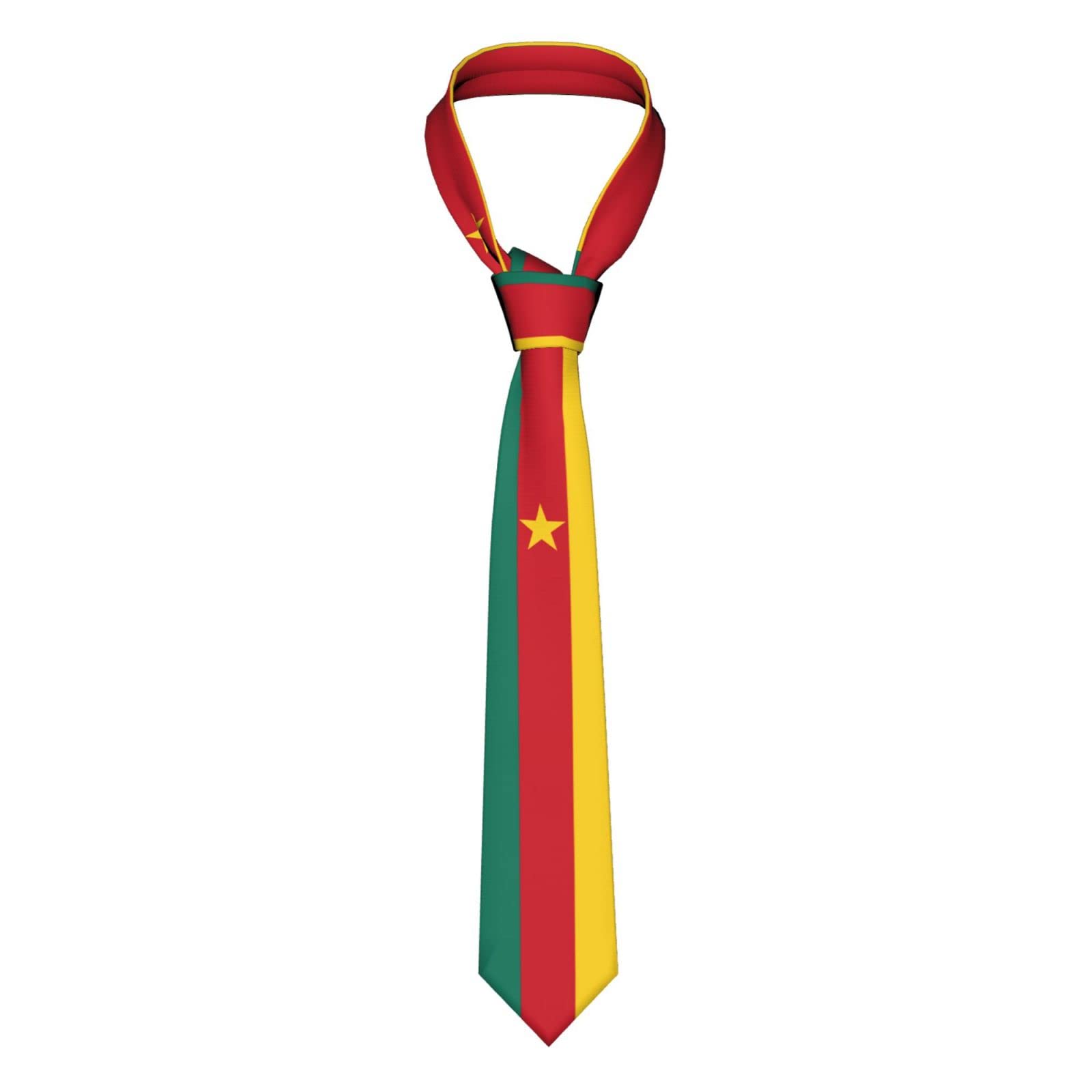Oudrspo Bandera de Camerún Corbata de cuello para hombre Corbata tradicional Corbata moderna Corbata de boda informal para el trabajo de boda escolar
