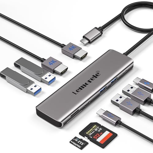 Lemorele Upgrade 10 in 1 USB C Docking Station - Aluminium Gehäuse Adapter Mit Dual HDMI 4K, 4 USB 3.0/2.0, Daten, 100W PD, SD/TF - Hub für PC, Laptop, MacBook, HP, Dell, Lenovo